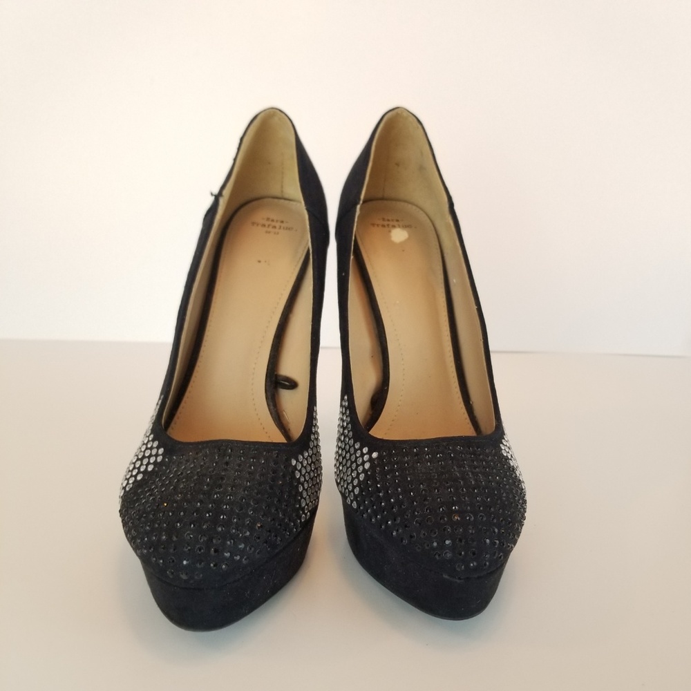 SOLD 💫 Zara Trafaluc Black Suede Heels 8.5 - Picture 3 of 8